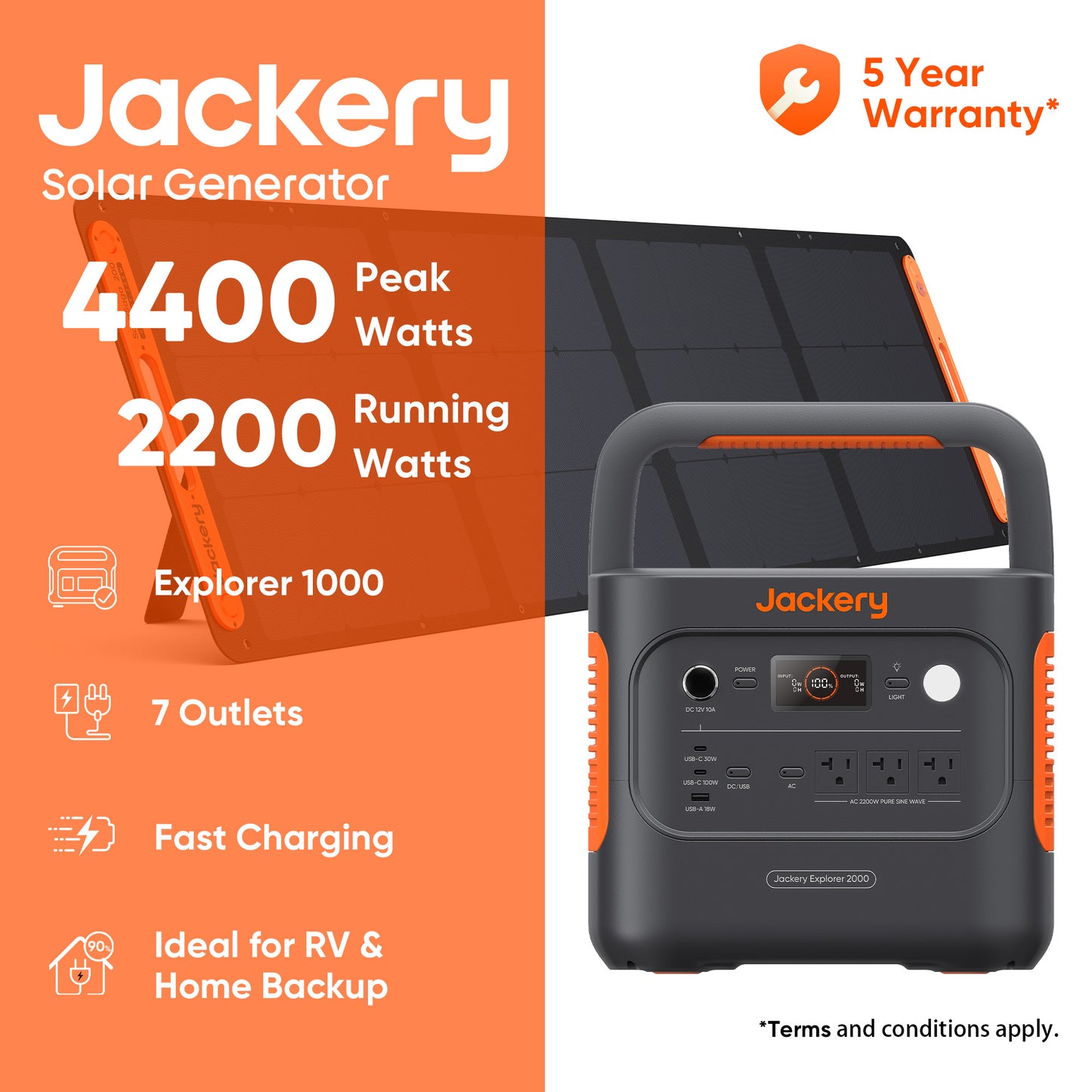 Jackery Solar Generator 2000 v2 — Power Station + 200W Solar Panel